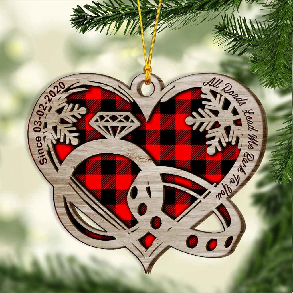 All Roads Lead Me Back To You - Personalized Couple Layered Wood Ornament