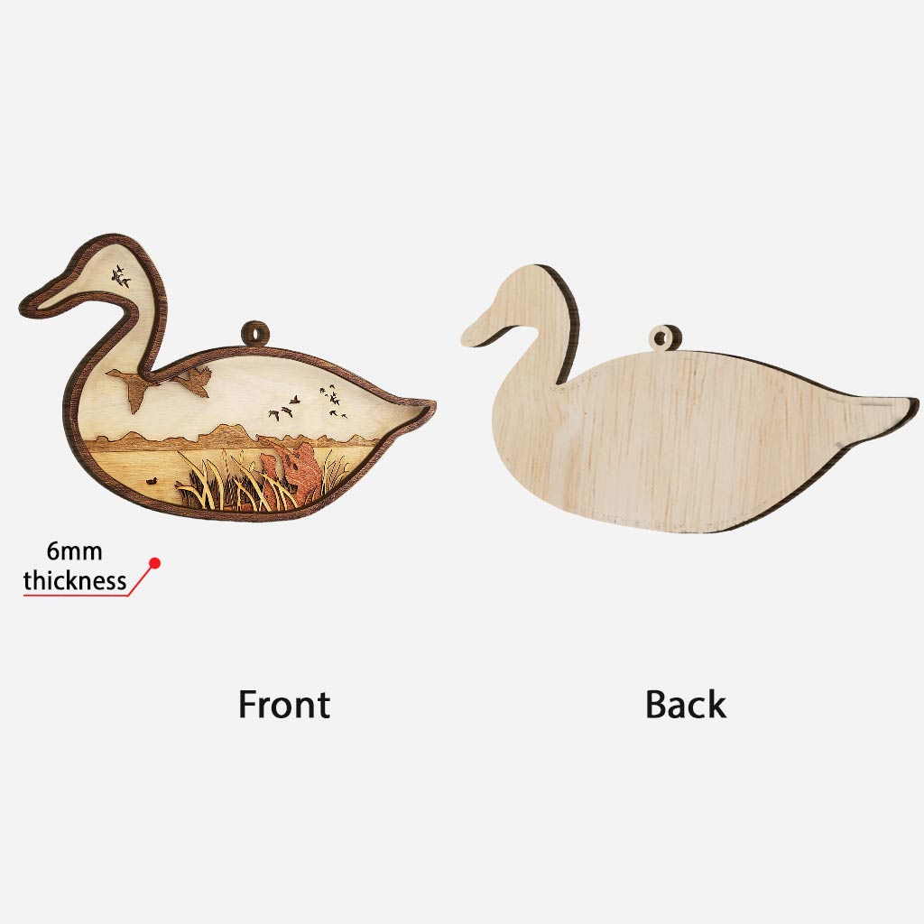 Chasse au canard - Ornement de Noël en bois superposé
