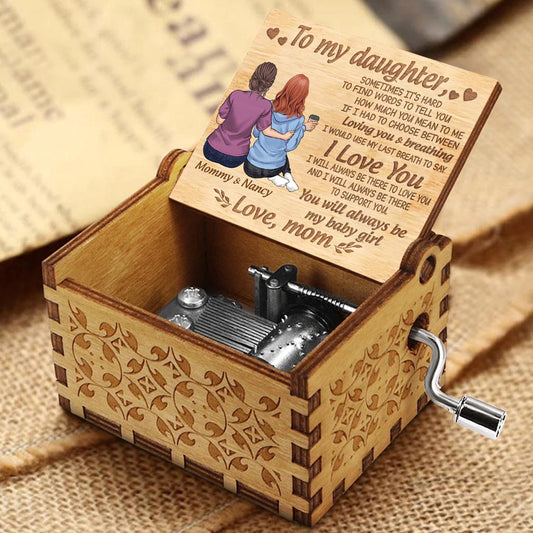 To My Daughter - Personalized Mother's Day Mother Hand Crank Music Box