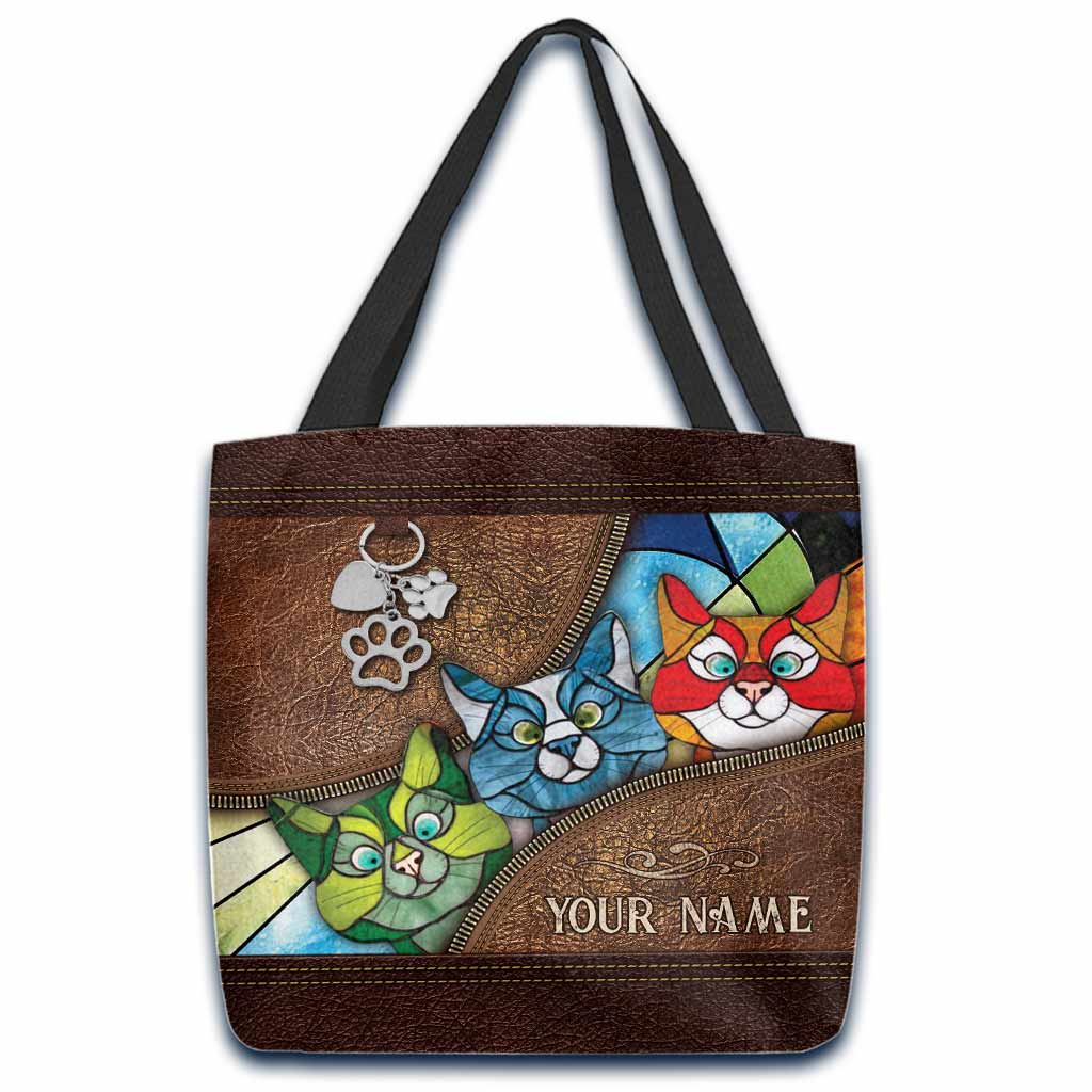 Peeking Cats Personalized Tote Bag