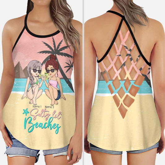 Salty Lil' Beaches - Personalized Bestie Cross Tank Top