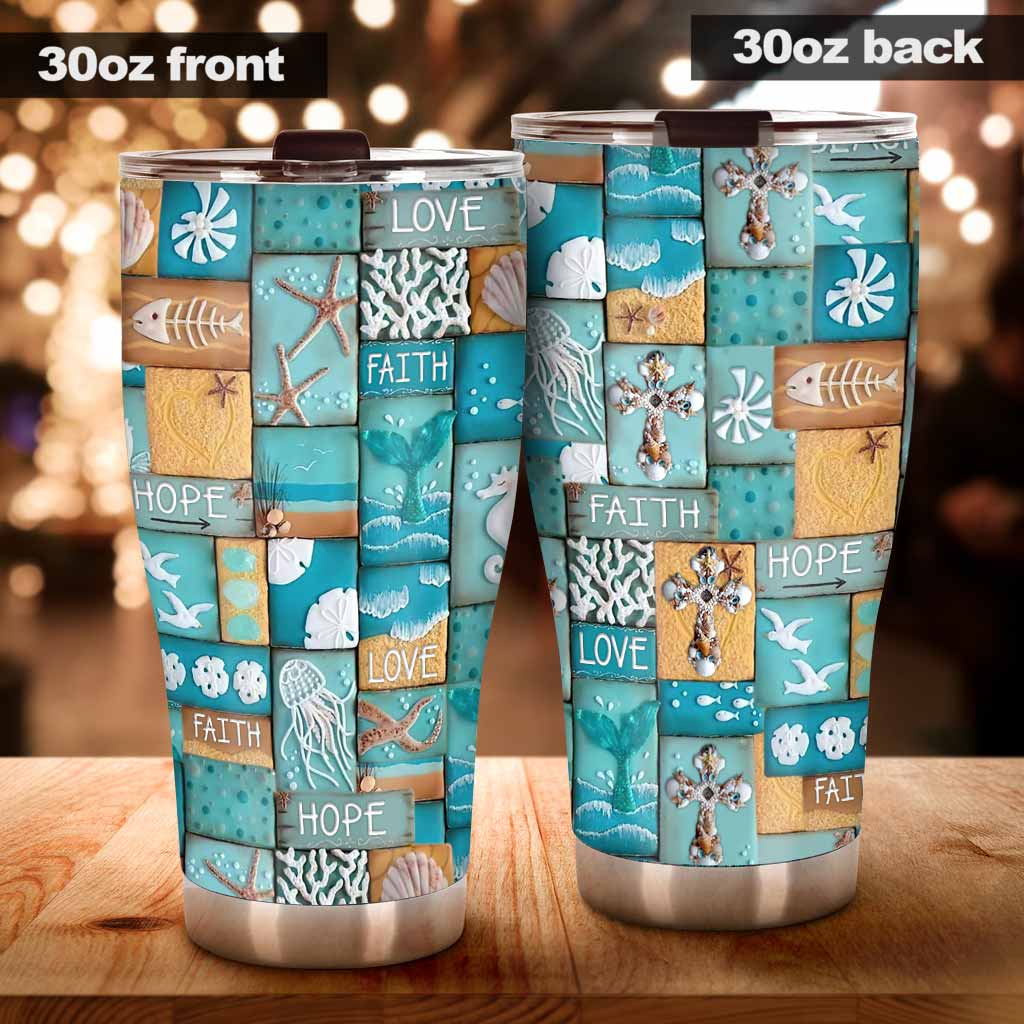 Faith Hope Love - Sea Lover 3D Pattern Print Tumbler