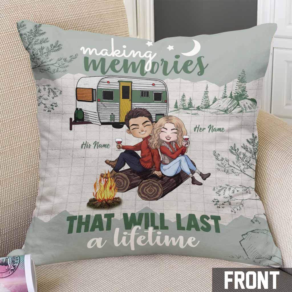 Making Memories Will Last A Lifetime - Personalized Couple Camping Throw Pillow