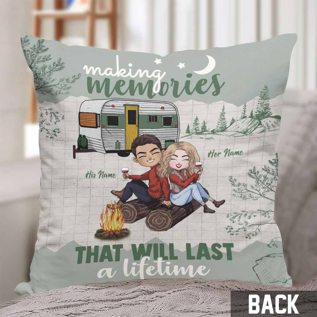 Making Memories Will Last A Lifetime - Personalized Couple Camping Throw Pillow