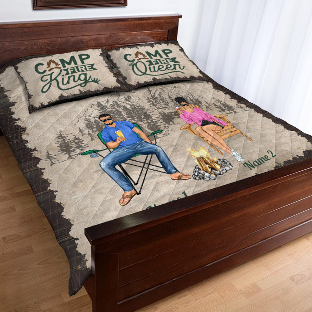 Camping Couple - Personalized Couple Camping Quilt Set