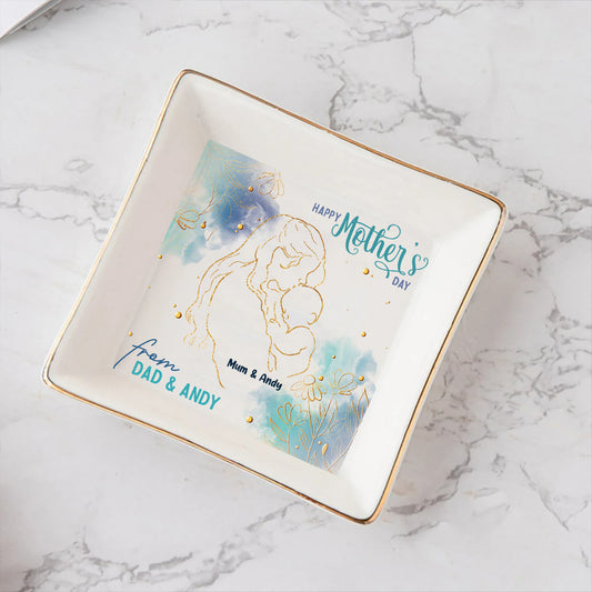 Happy Mother's Day - Personalized Mother's Day Husband And Wife Jewelry Dish