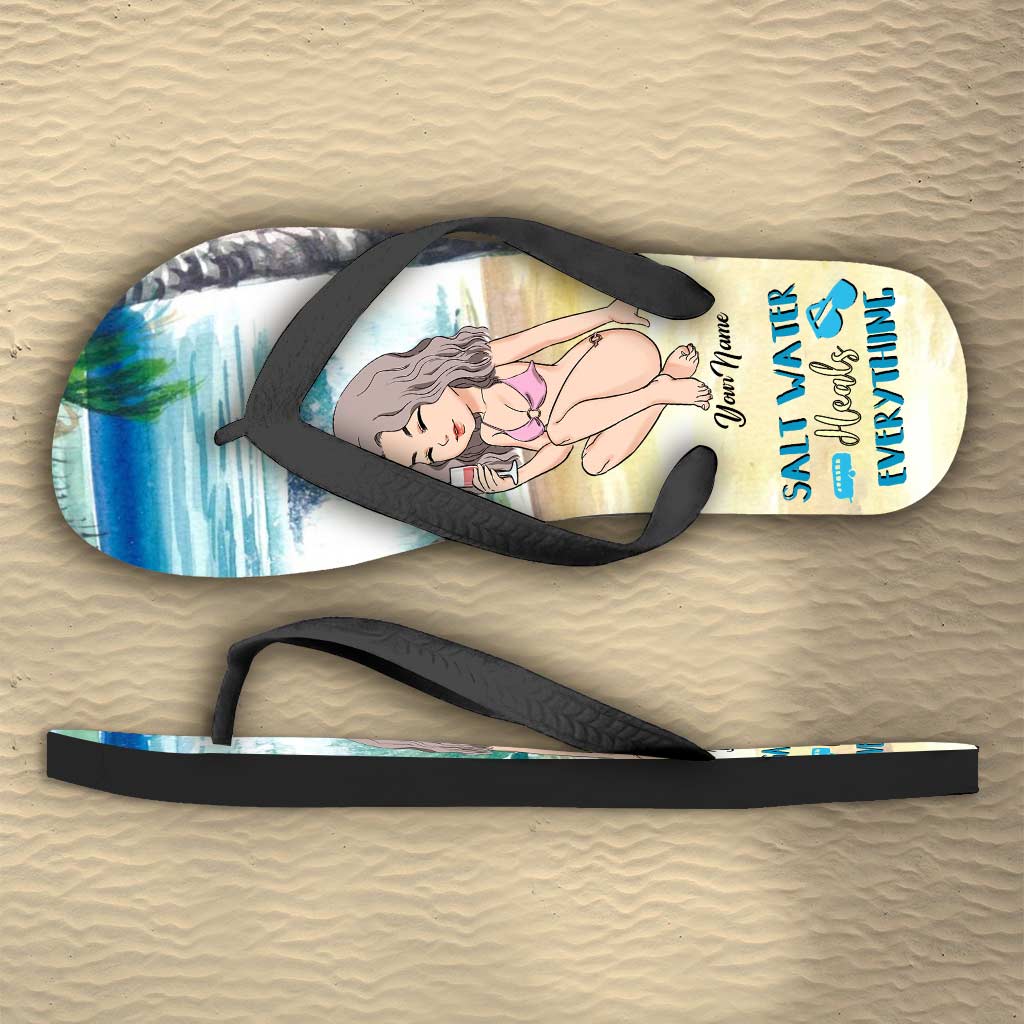 Salt Water Heals Everything - Personalized Sea Lover Flip Flops