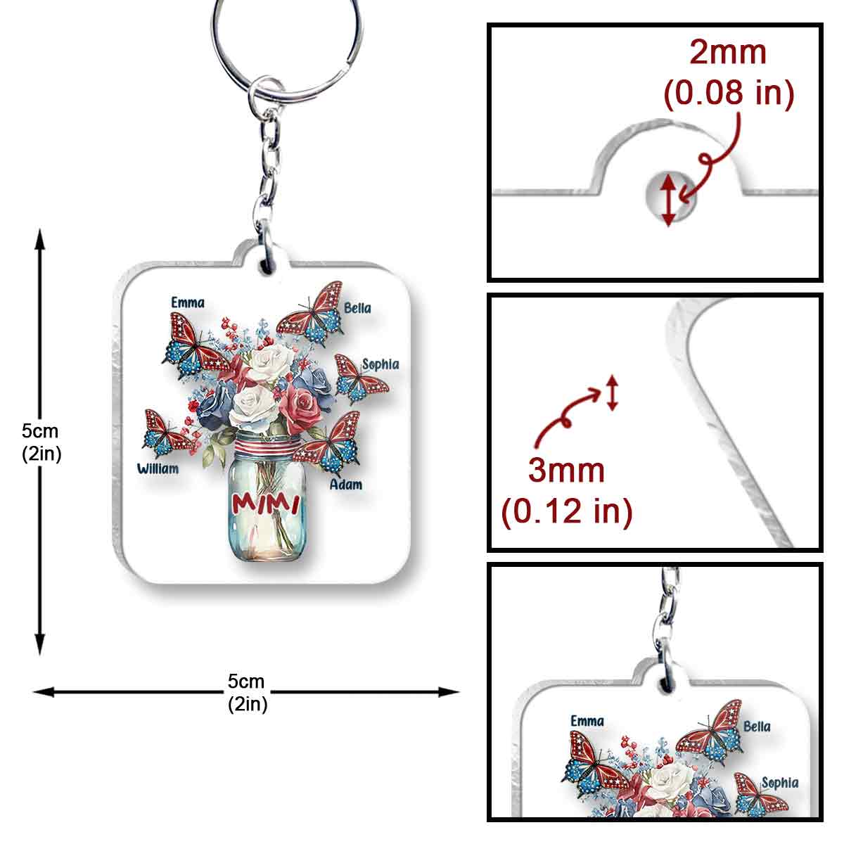 Happiness Is Being A Grandma - Personalized Grandma Transparent Keychain