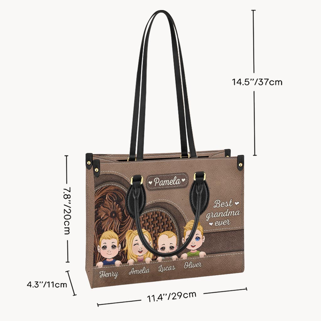 Best Grandma Ever - Personalized Grandma Leather Handbag