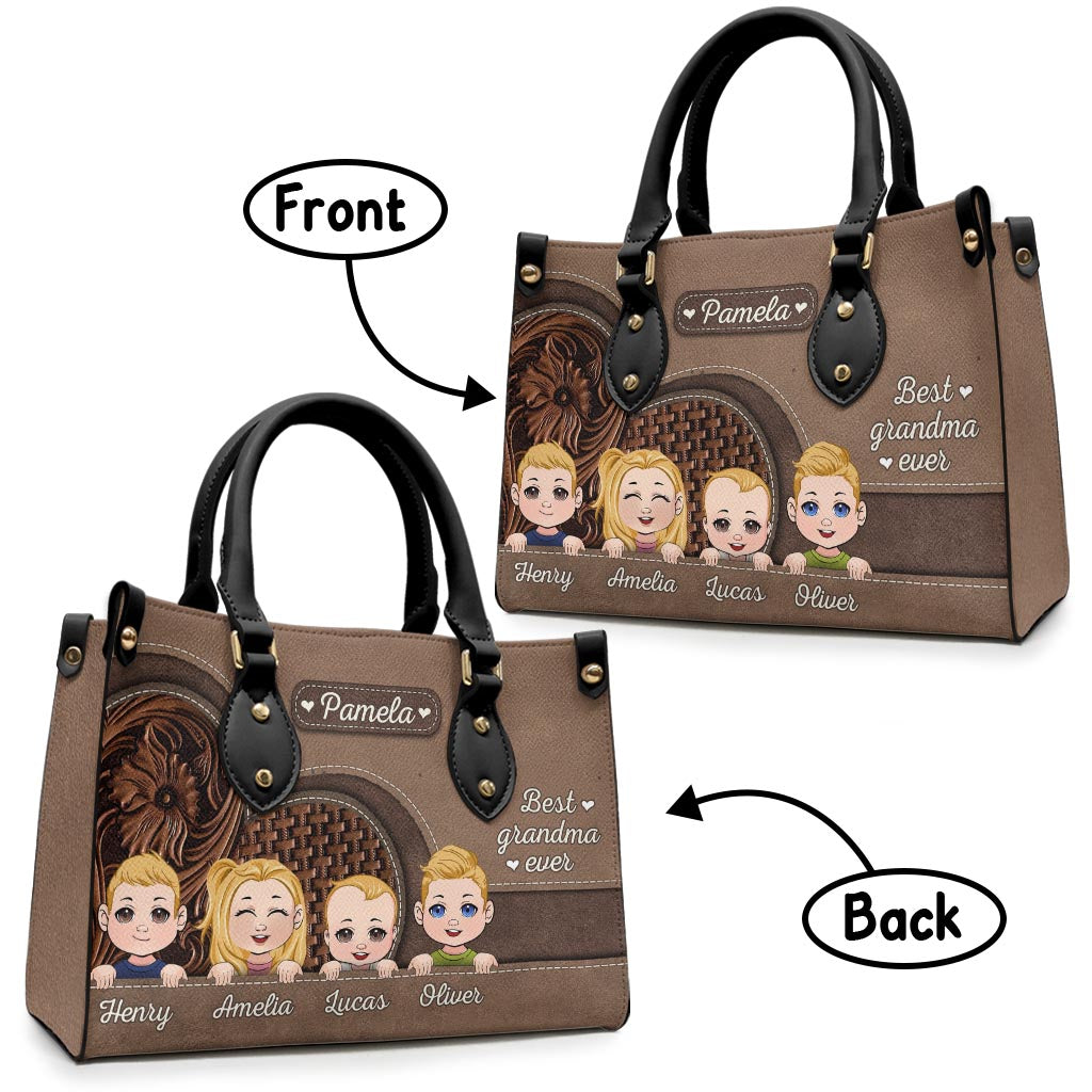Best Grandma Ever - Personalized Grandma Leather Handbag
