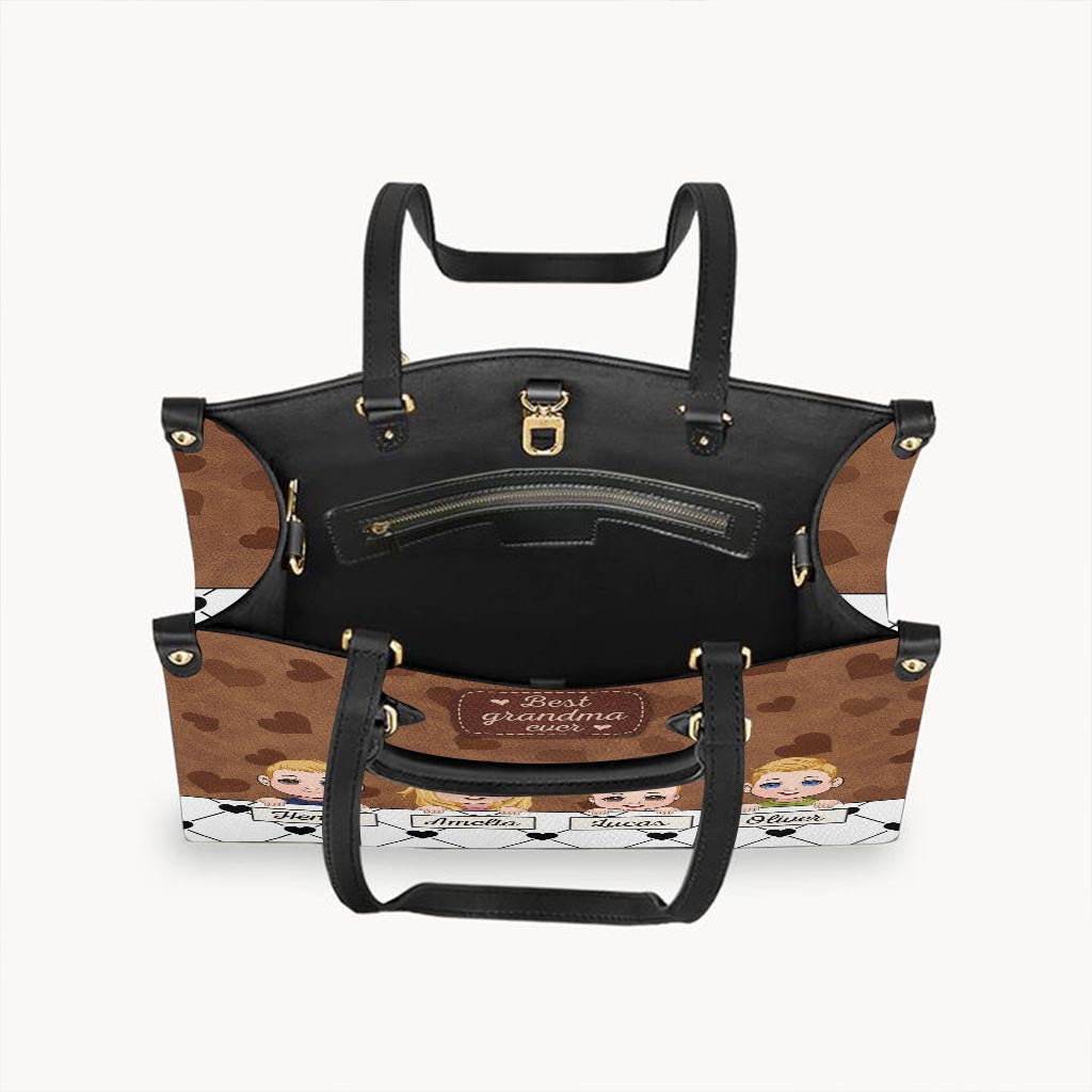 Best Grandma Ever - Gift for grandma, mom, aunt - Personalized Leather Handbag