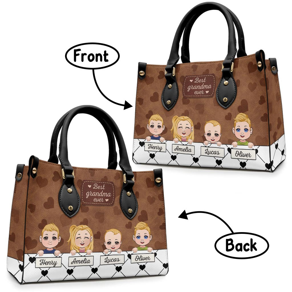 Best Grandma Ever - Gift for grandma, mom, aunt - Personalized Leather Handbag