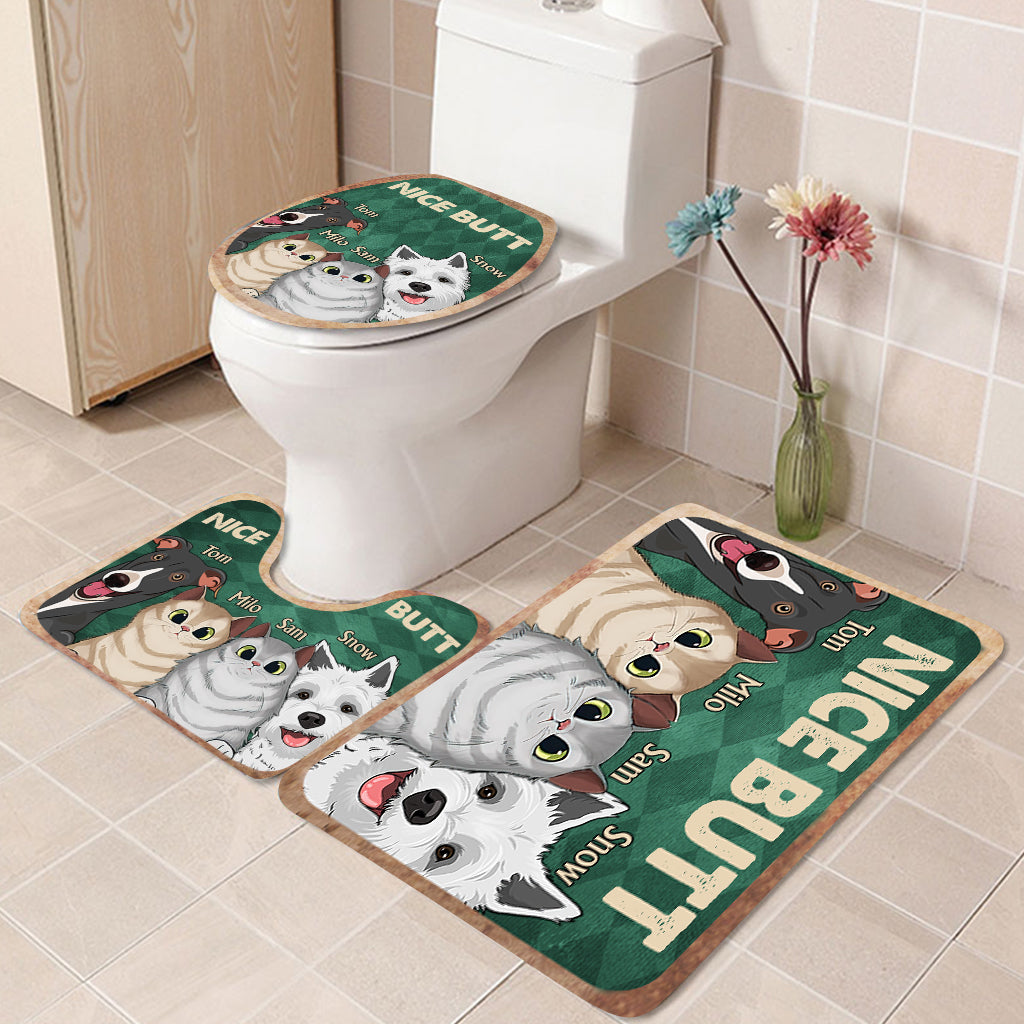 Nice butt Shower - Dog gift for dog lover, cat lover - Personalized Bathroom Mats Set