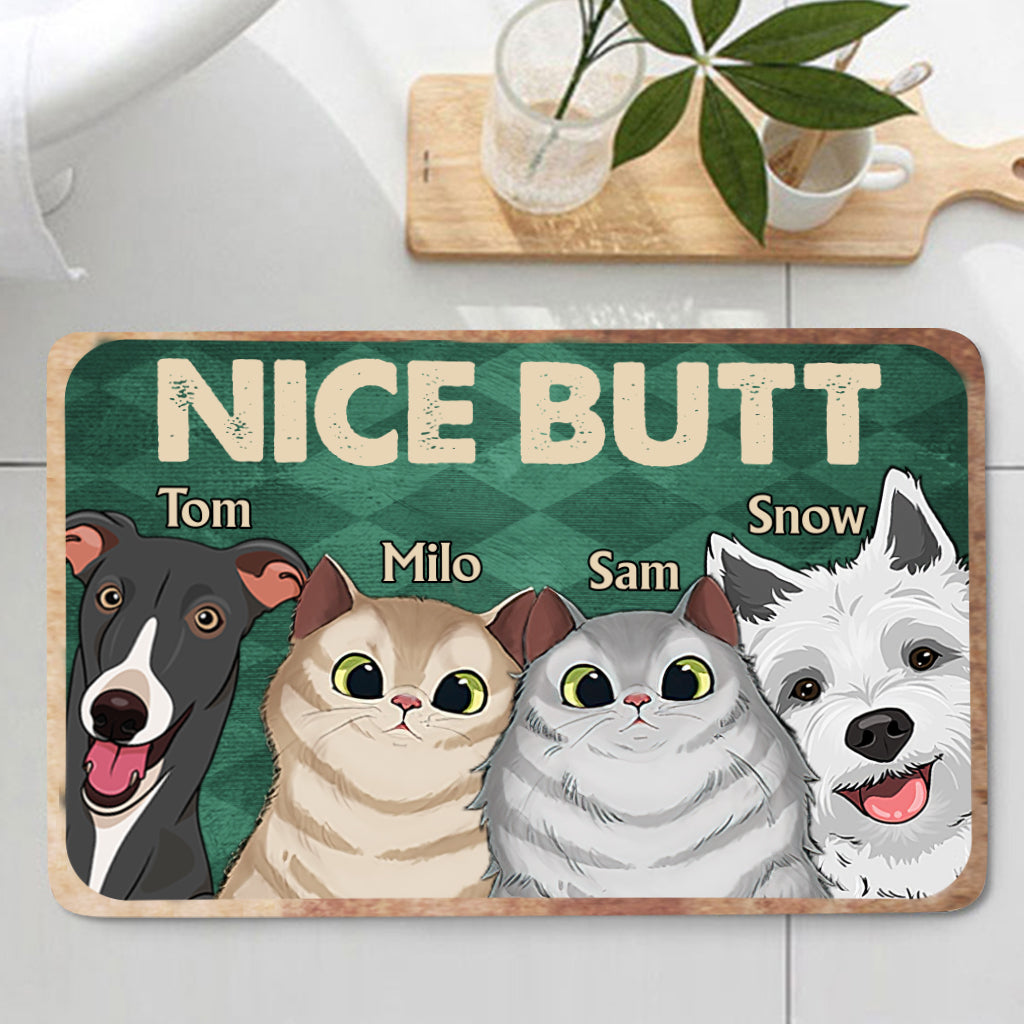 Nice butt Shower - Dog gift for dog lover, cat lover - Personalized Bathroom Mats Set