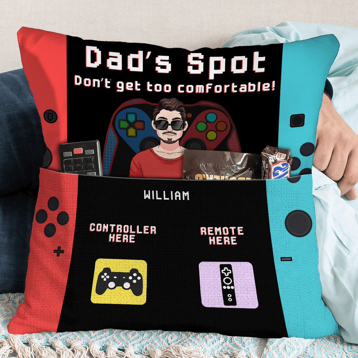 Dad’s Spot Don’t Get Too Comfortable For Gamer Dad - Personalized Video Game Pocket Pillow