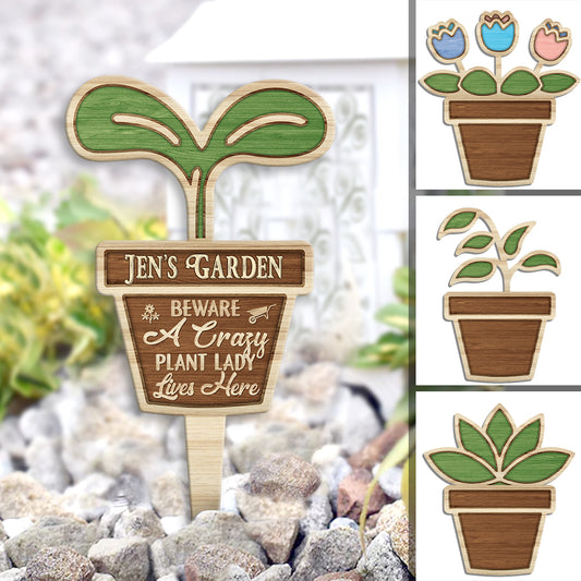 Beware Crazy Plant Lady Lives Here - Personalized Gardening Acrylic Plaque Stake