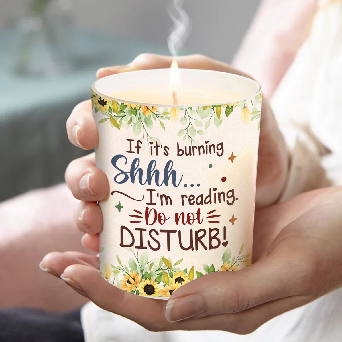 Shhh ... Do Not Distrub - Personalized Book Candle With Wooden Lid