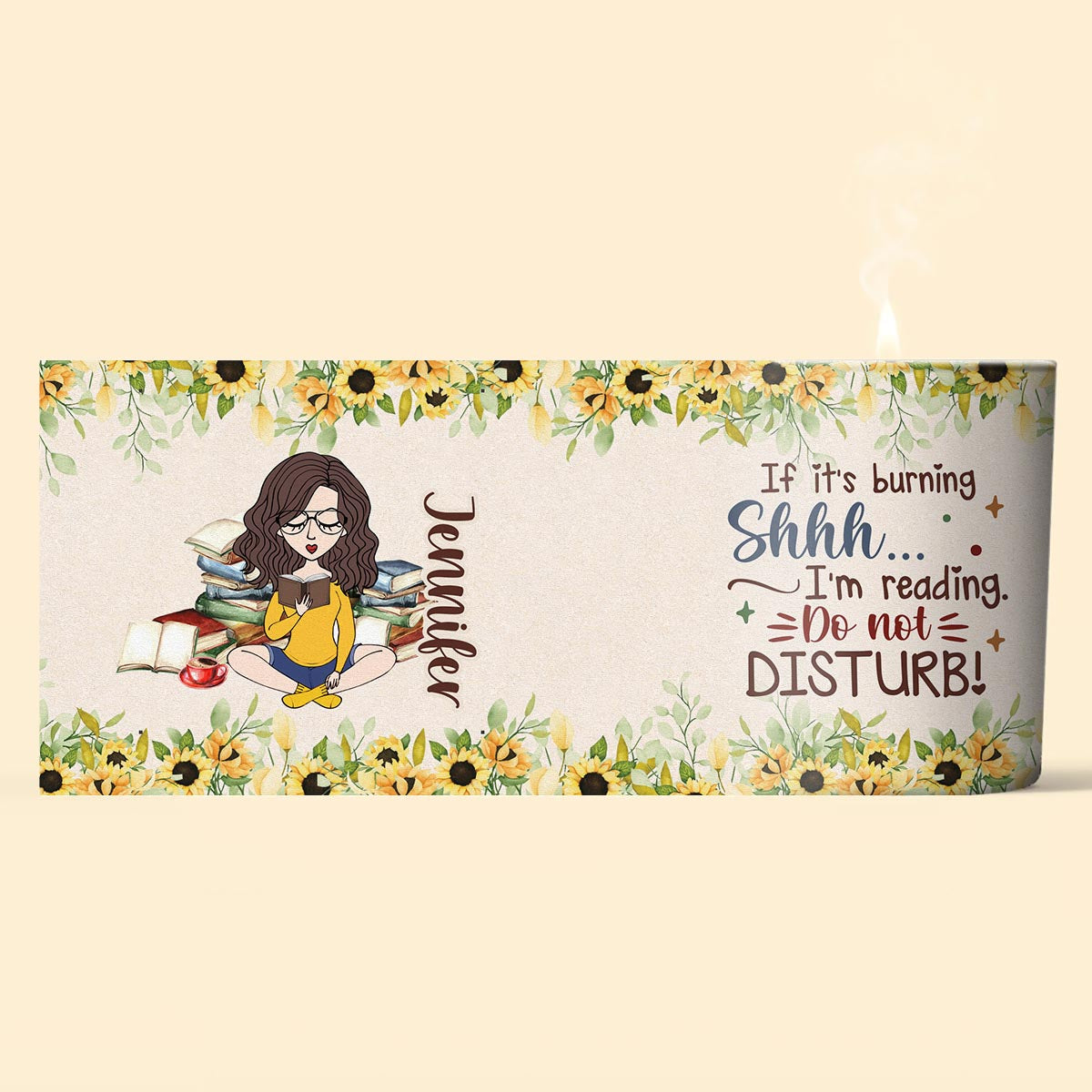 Shhh ... Do Not Distrub - Personalized Book Candle With Wooden Lid