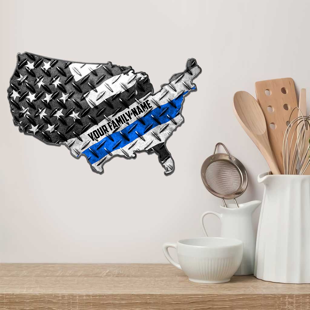 Soutenez les forces de l'ordre - Plaque métallique personnalisée découpée pour la fête de l'Indépendance, représentant un policier