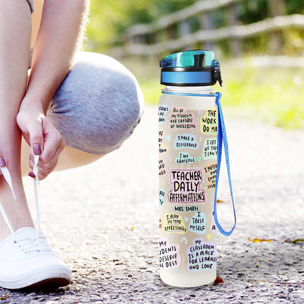 Teacher Daily Affirmation - Personalized Teacher Water Tracker Bottle
