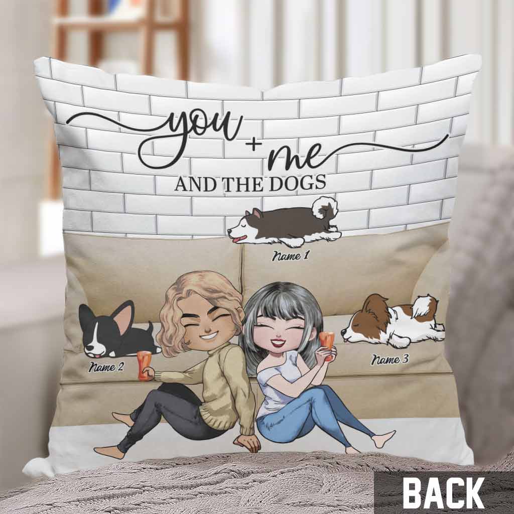 Couple And The Dogs - Personalized Throw Pillow