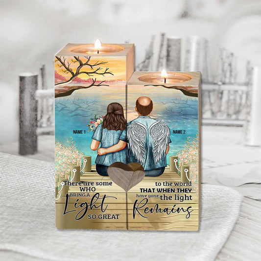 Memorial Gift Love In Heaven - Personalized Couple Candle Holder