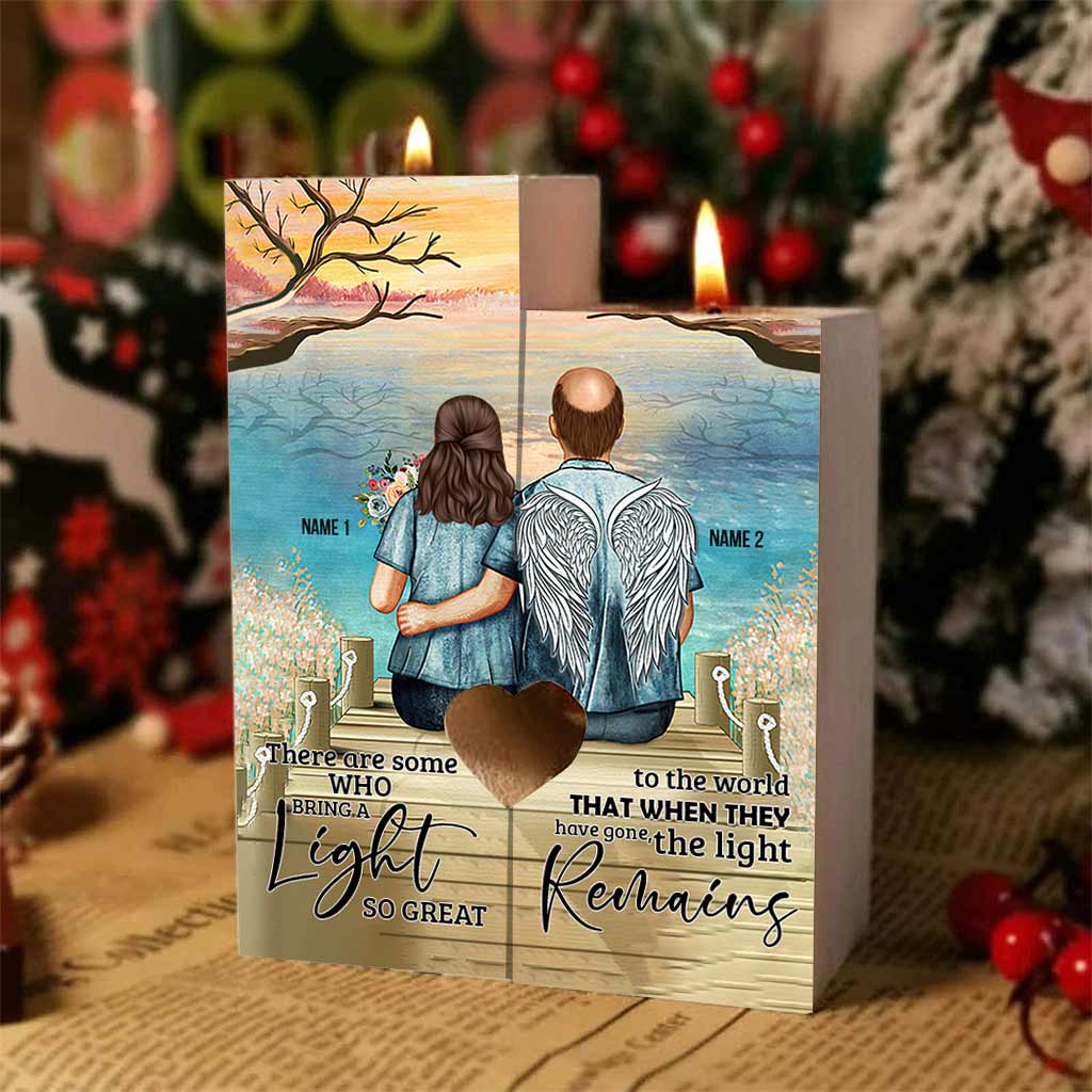 Memorial Gift Love In Heaven - Personalized Couple Candle Holder