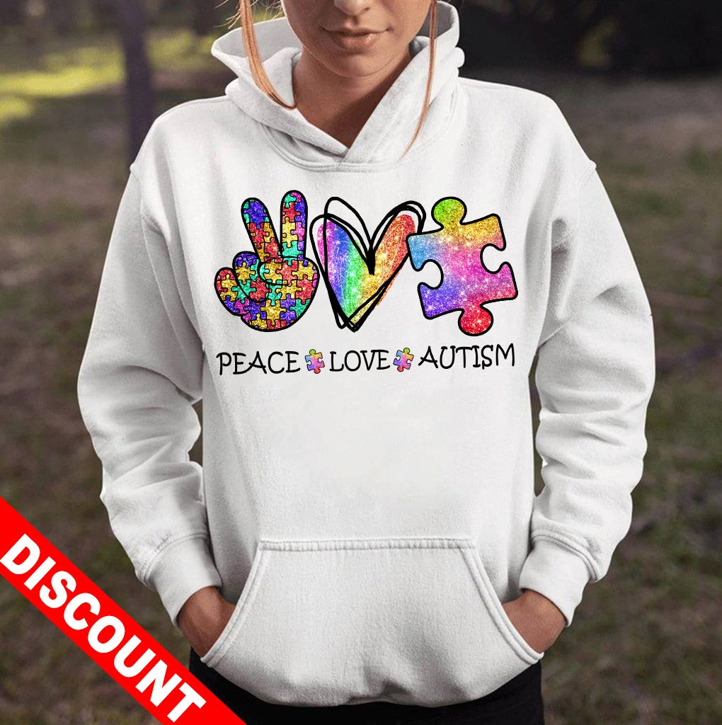 Peace Love Autism Autism Awareness T-shirt and Hoodie 0523