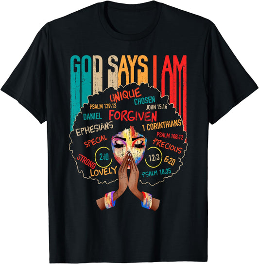 T-shirt et sweat à capuche « Dieu dit que je suis afro-américain » 0224