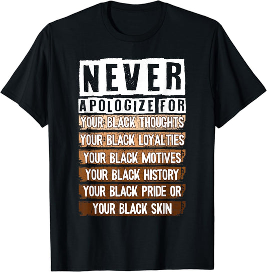 Never Apologize For African American T-shirt & Hoodie 0224