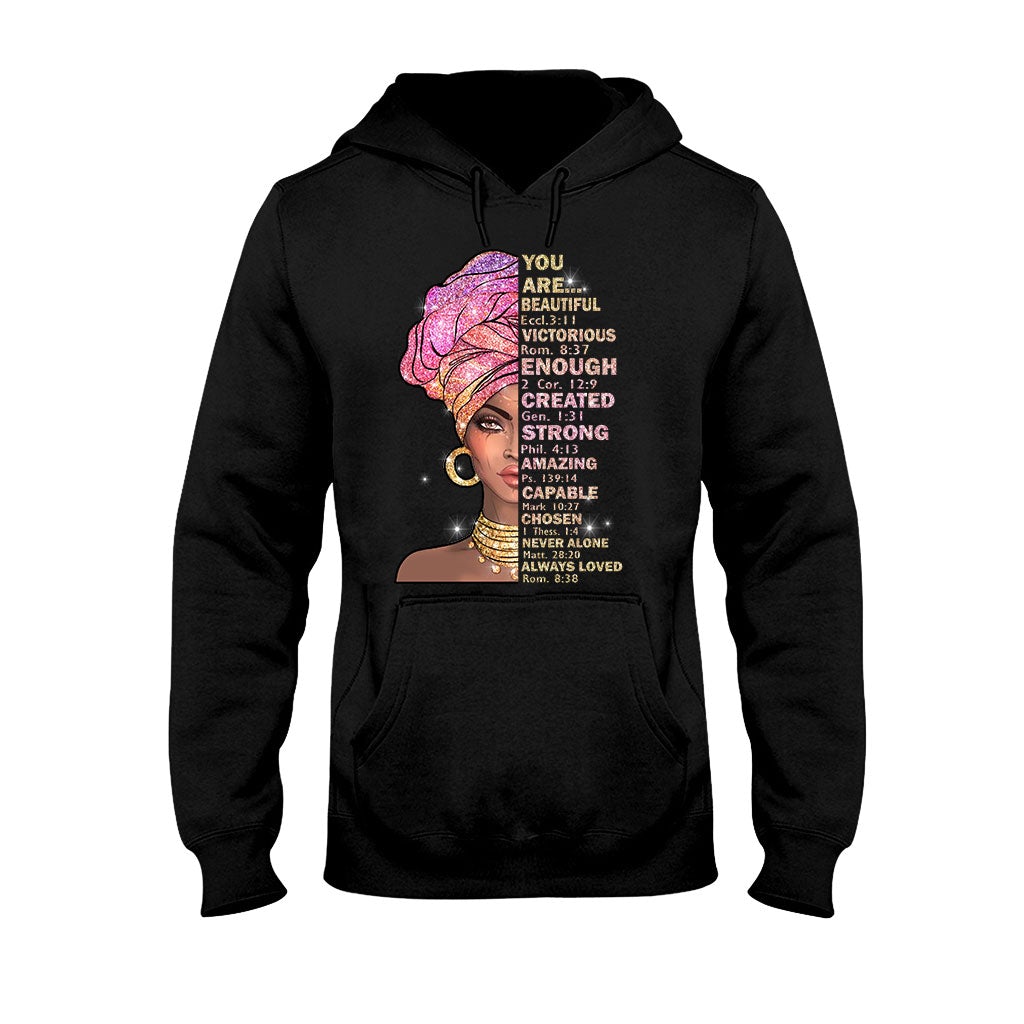 Tu es magnifique - T-shirt et sweat à capuche afro-américains avec imprimé à paillettes imitation 1121