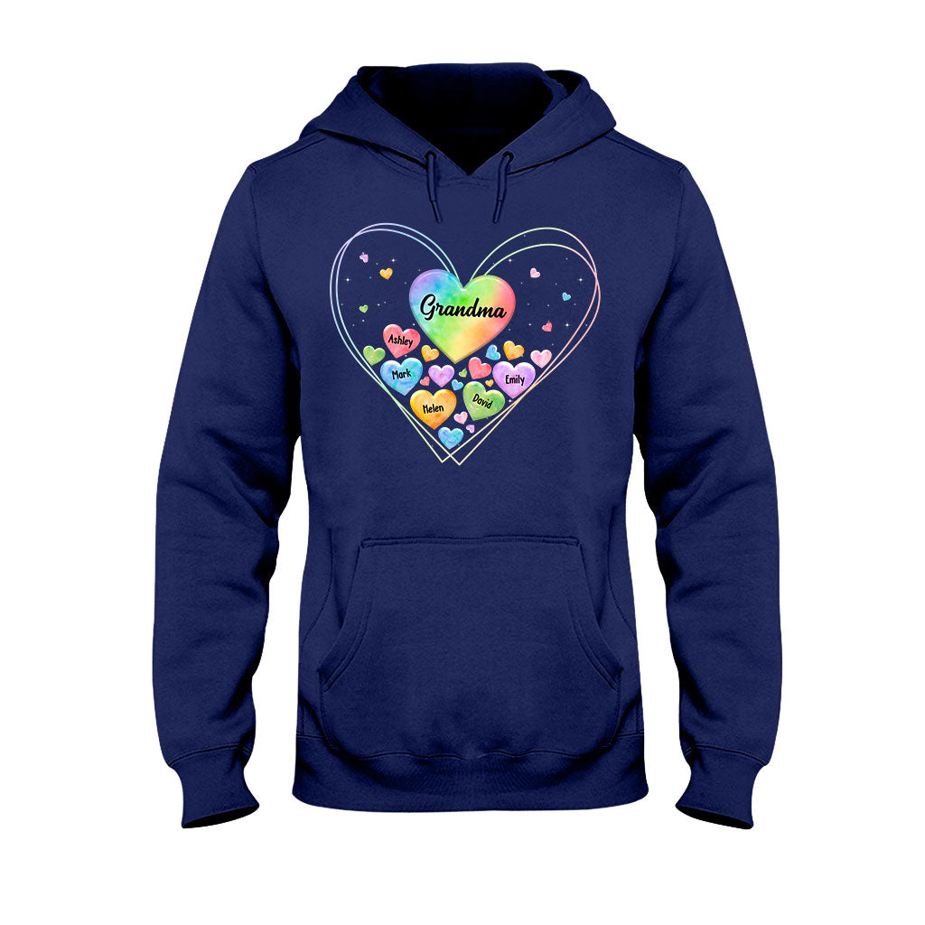 Colorful Heart Of Grandma Mother - Gift for grandma, grandma, mom - Personalized T-shirt And Hoodie