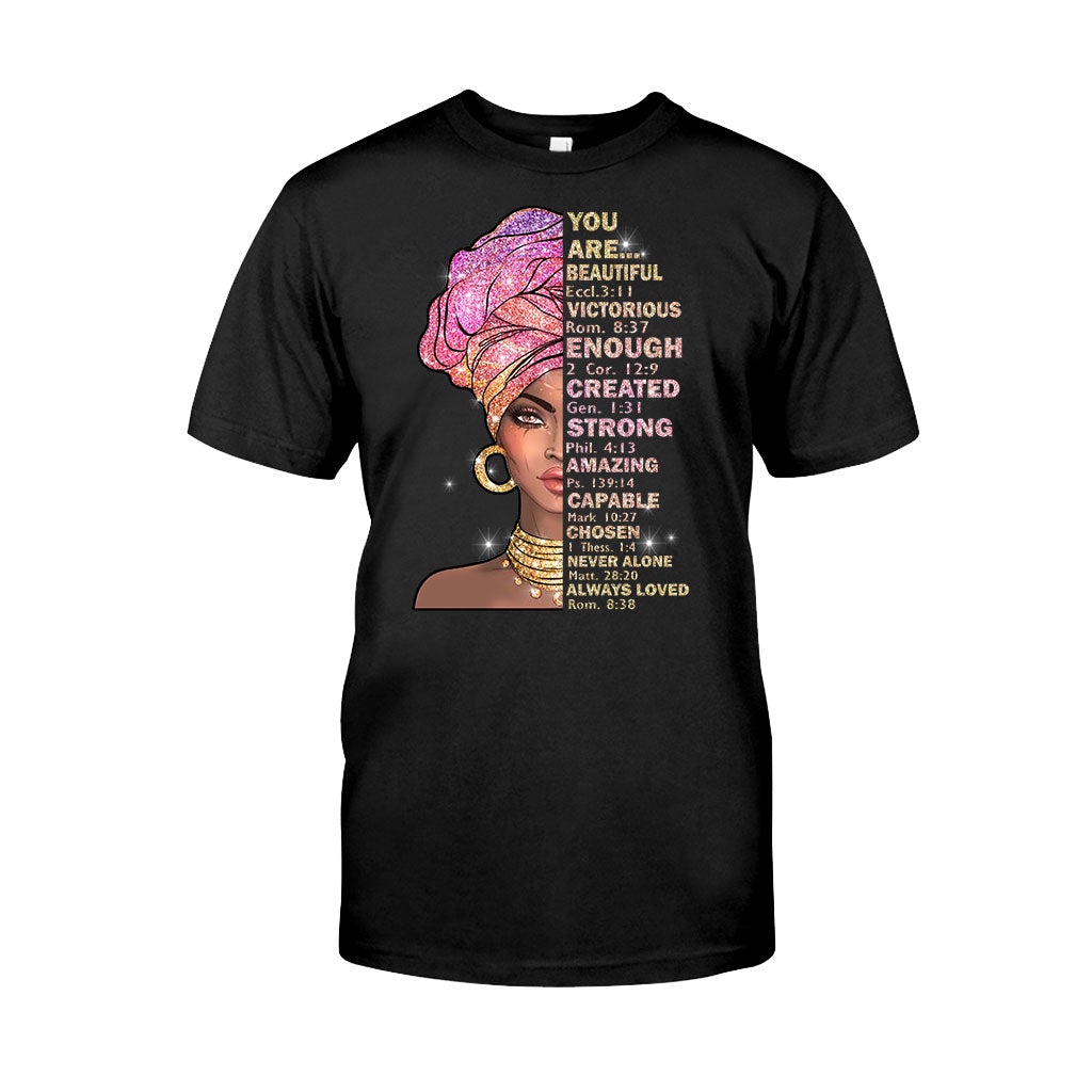 Tu es magnifique - T-shirt et sweat à capuche afro-américains avec imprimé à paillettes imitation 1121