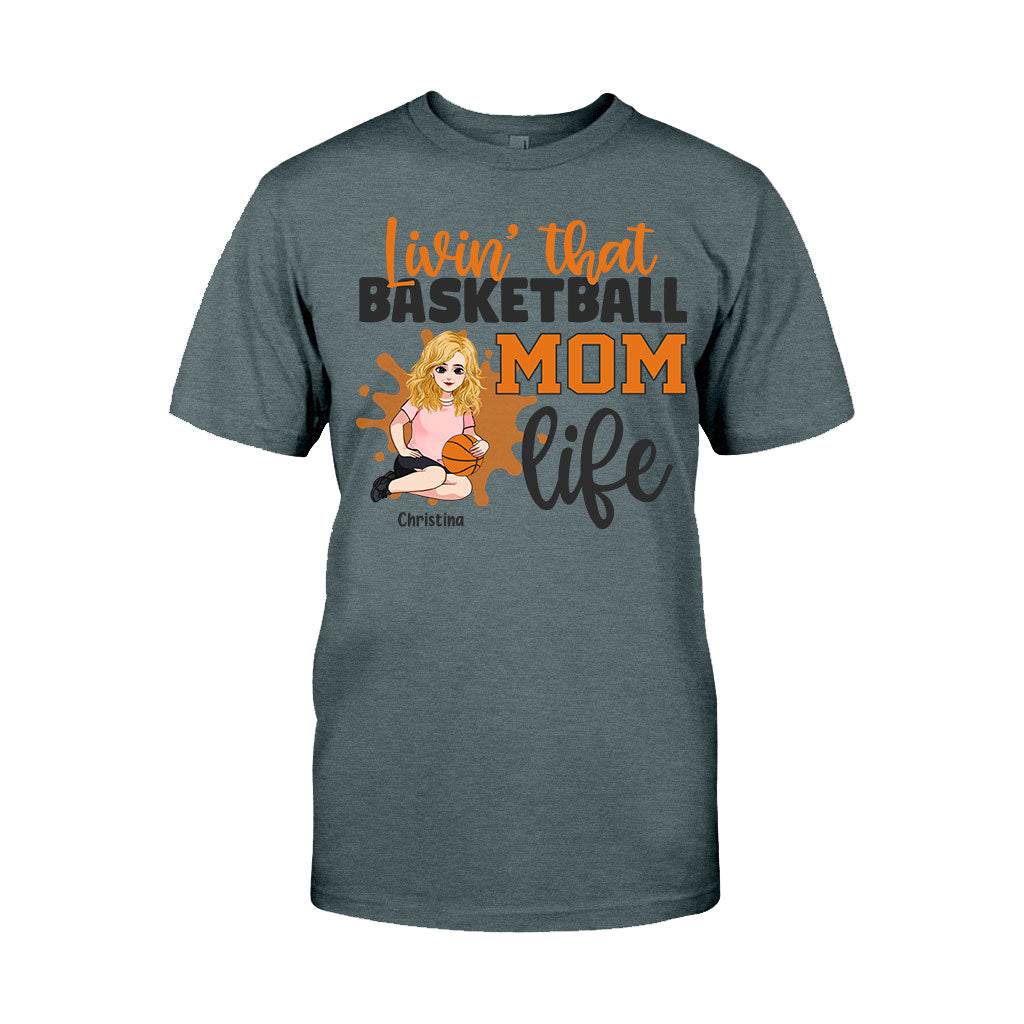 Living That Mom Life - Personalized Mother's Day Basketball T-shirt and Hoodie