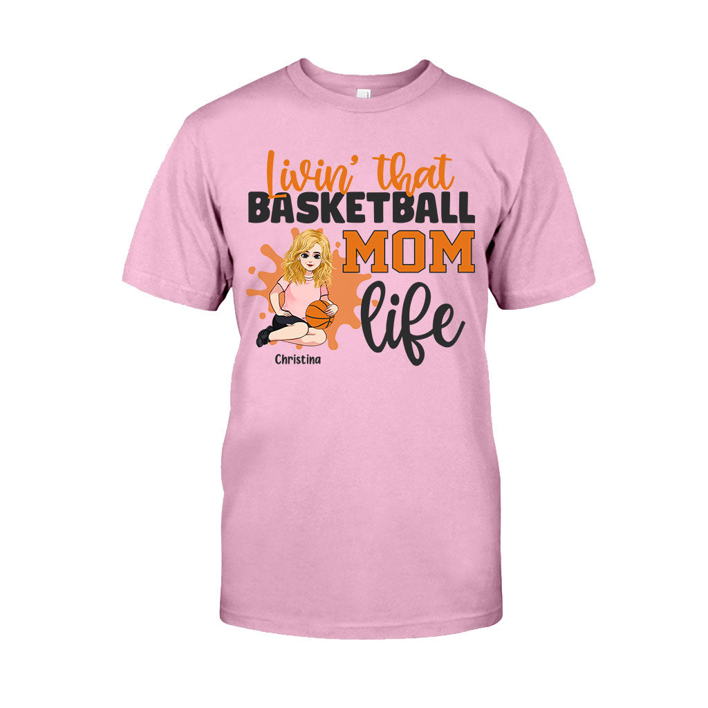 Living That Mom Life - Personalized Mother's Day Basketball T-shirt and Hoodie