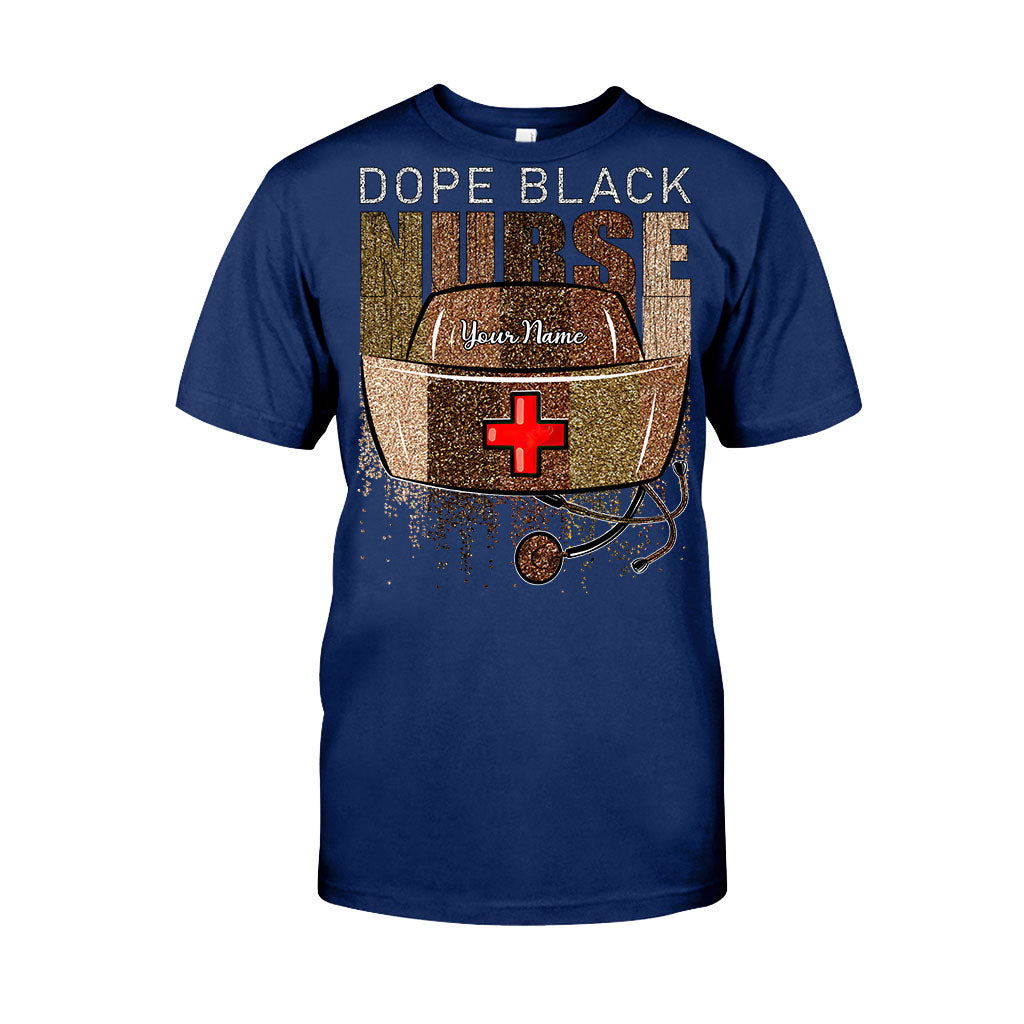 Cooles schwarzes Krankenschwester-Shirt – personalisiertes T-Shirt und Hoodie mit Glitzer-Imitat-Musterdruck