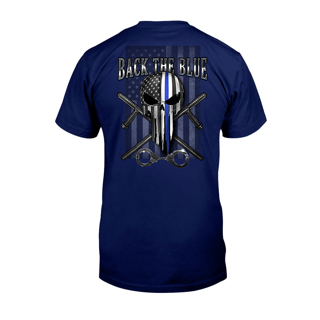 Blue Line Skull - Police Officer T-shirt And Hoodie 0621