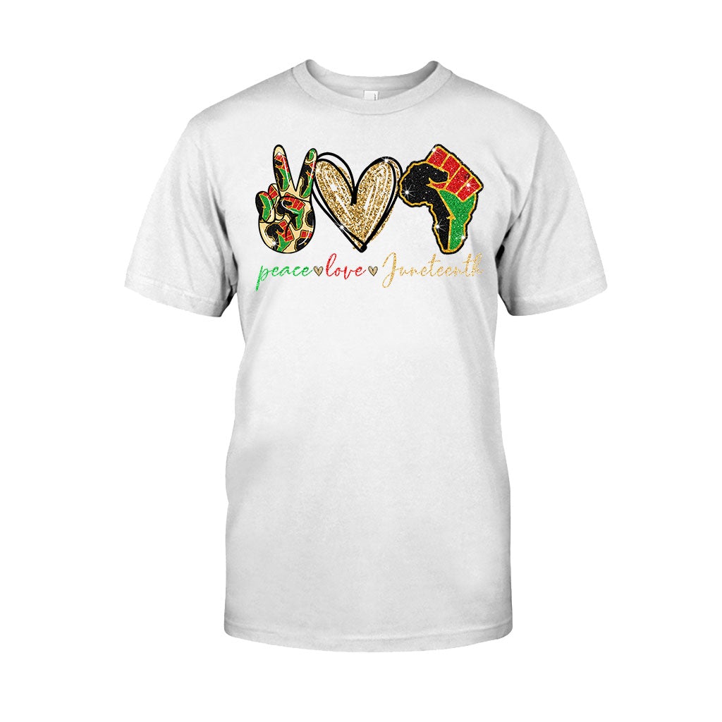 Juneteenth - African American T-shirt and Hoodie With Faux Glitter Print 1121