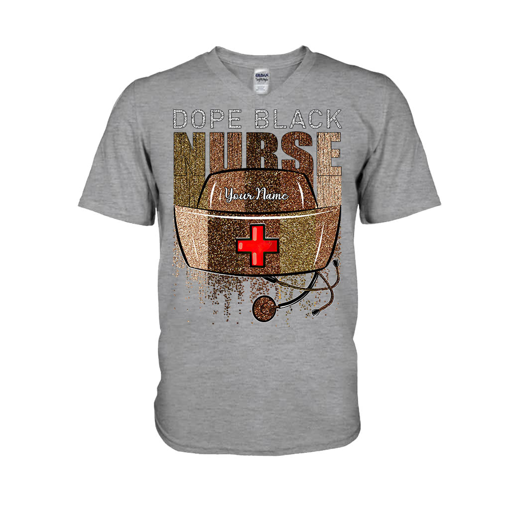 Cooles schwarzes Krankenschwester-Shirt – personalisiertes T-Shirt und Hoodie mit Glitzer-Imitat-Musterdruck