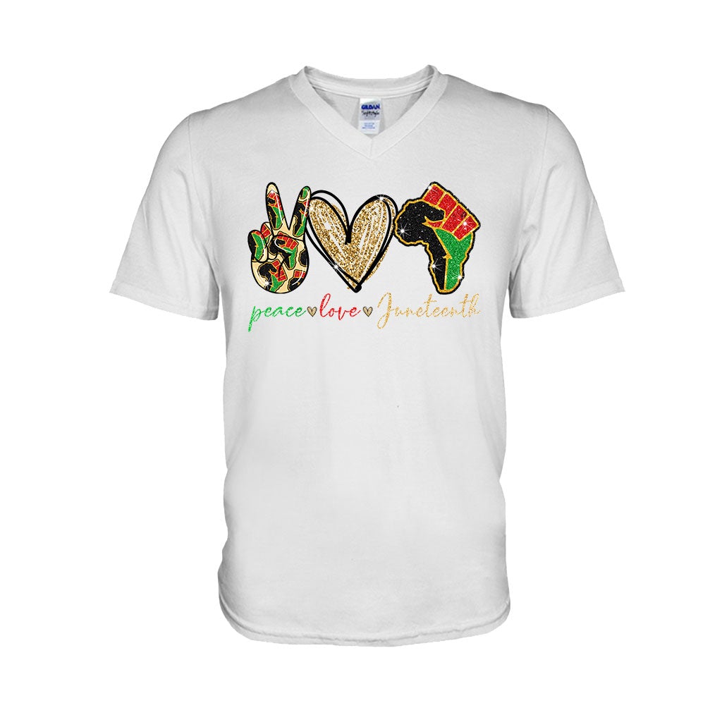 Juneteenth - African American T-shirt and Hoodie With Faux Glitter Print 1121