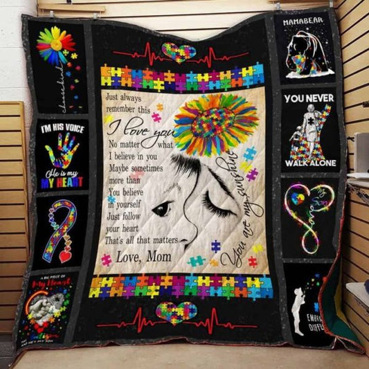 Autism To My Son From Mom You Are My Sunshine - Autism Awareness Quilt 0921
