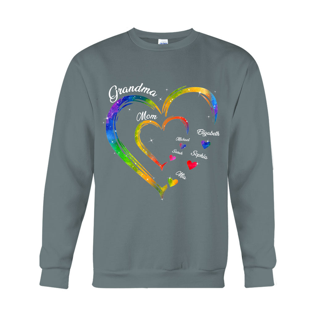 Grandma Mom Hearts - Personalized Grandma T-shirt And Hoodie