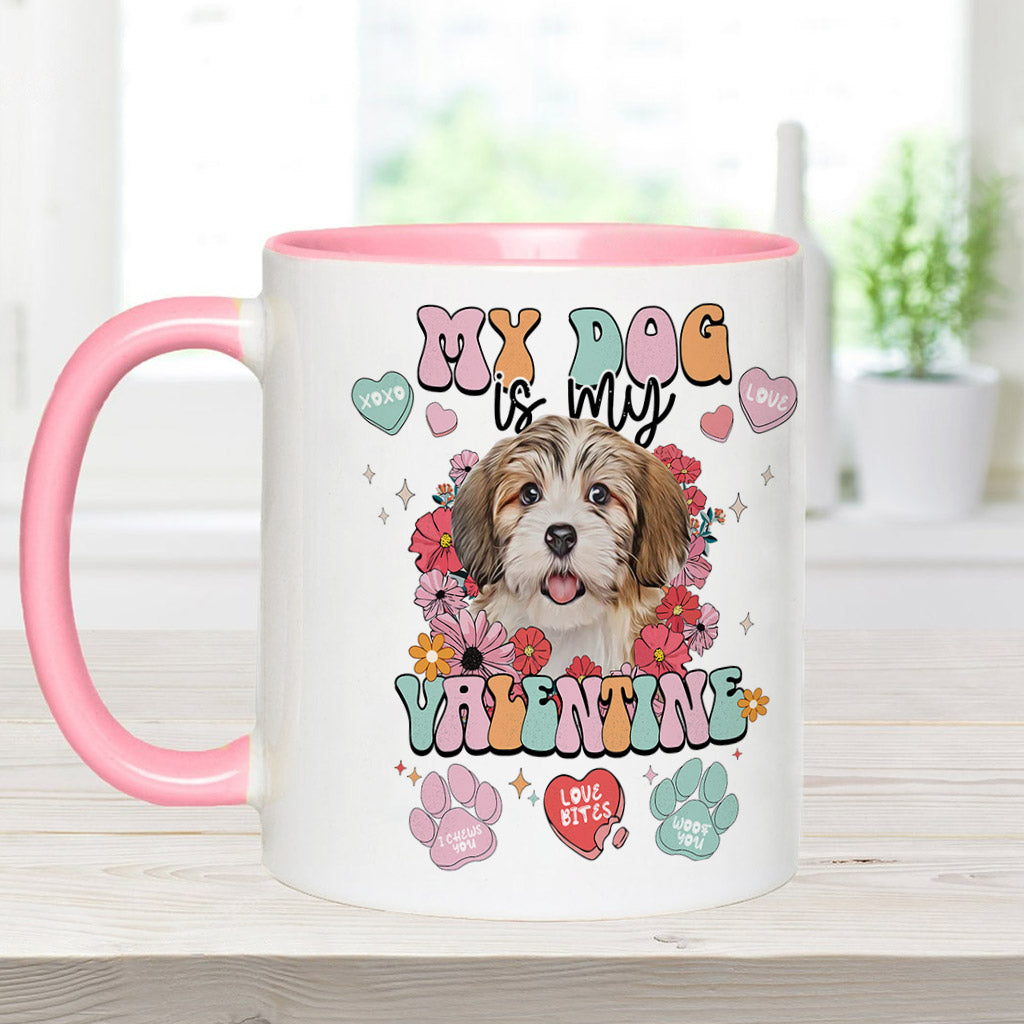 My Dog Is My Valentine - Personalized Dog Accent Mug