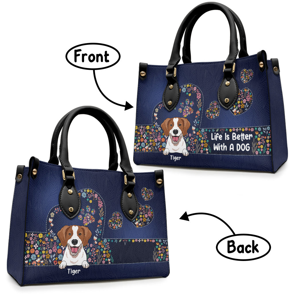 Life Is Better With Dogs - Personalized Dog Leather Handbag