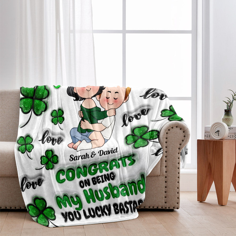 Congrats On Being My Husband - Personalized Husband And Wife Blanket
