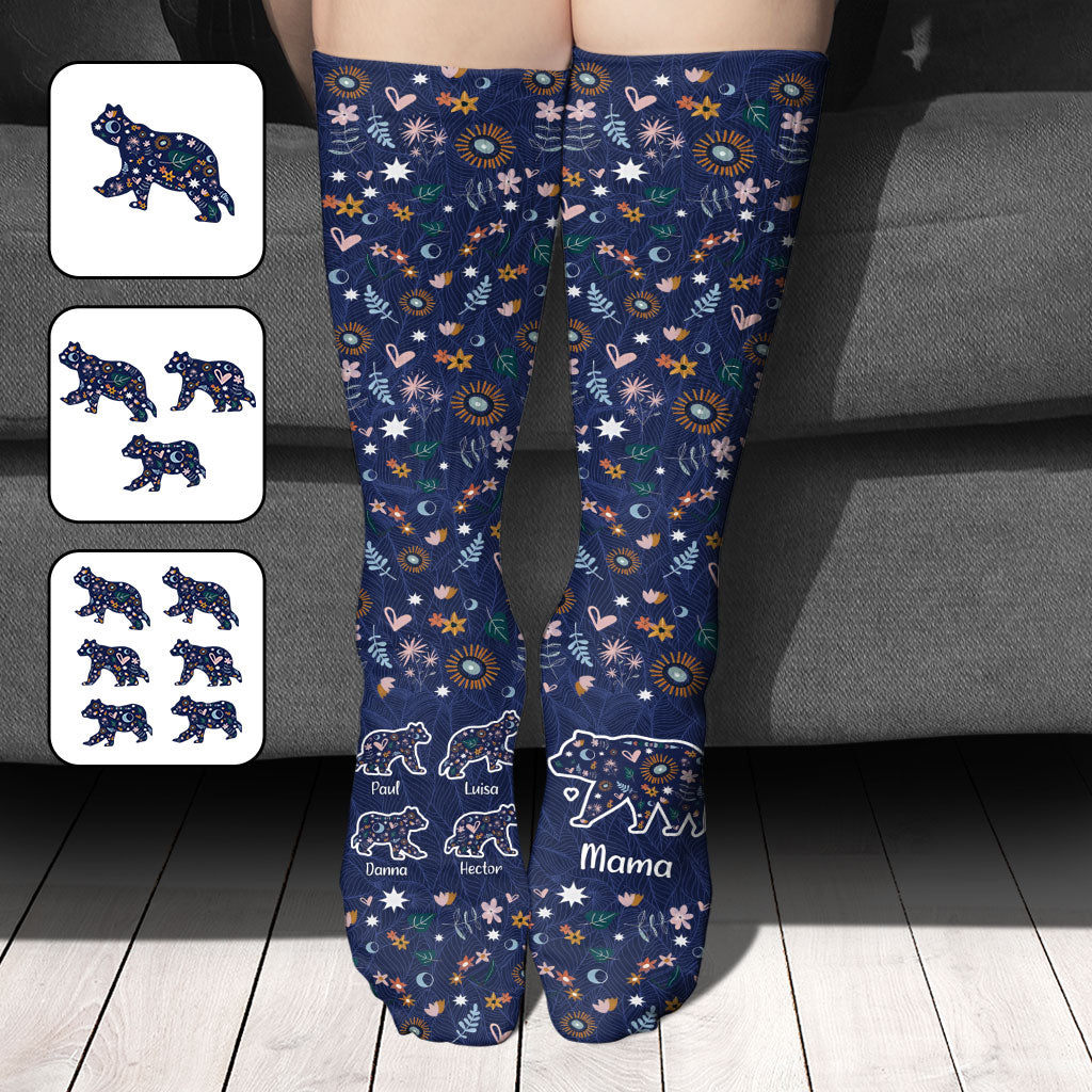 Mama Bear Floral - Personalized Mother Socks