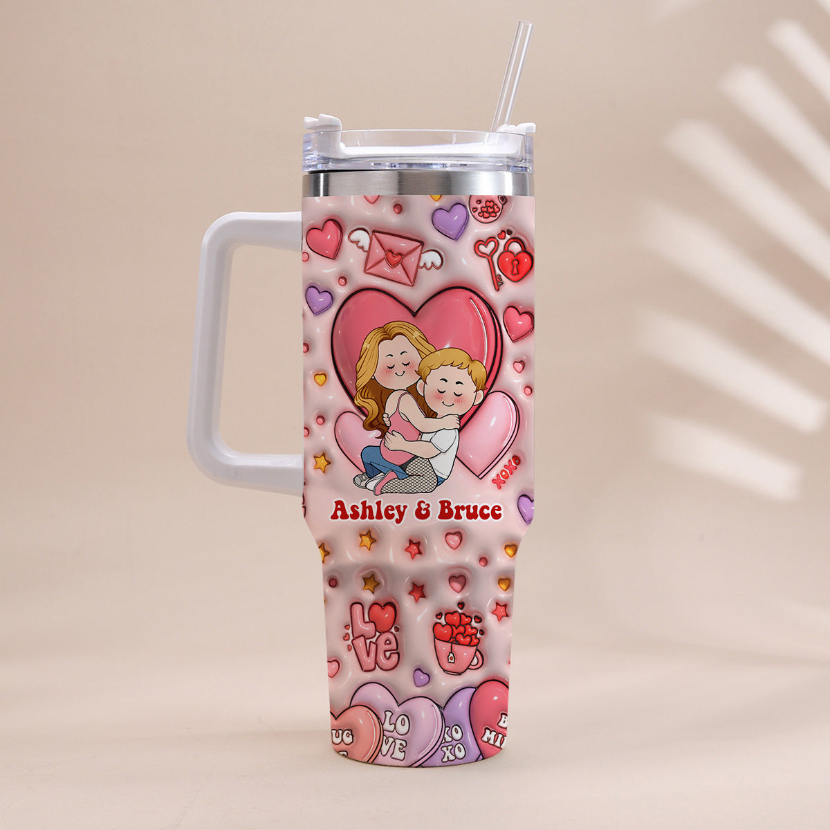 I Love You - Personalized Couple Tumbler With Handle