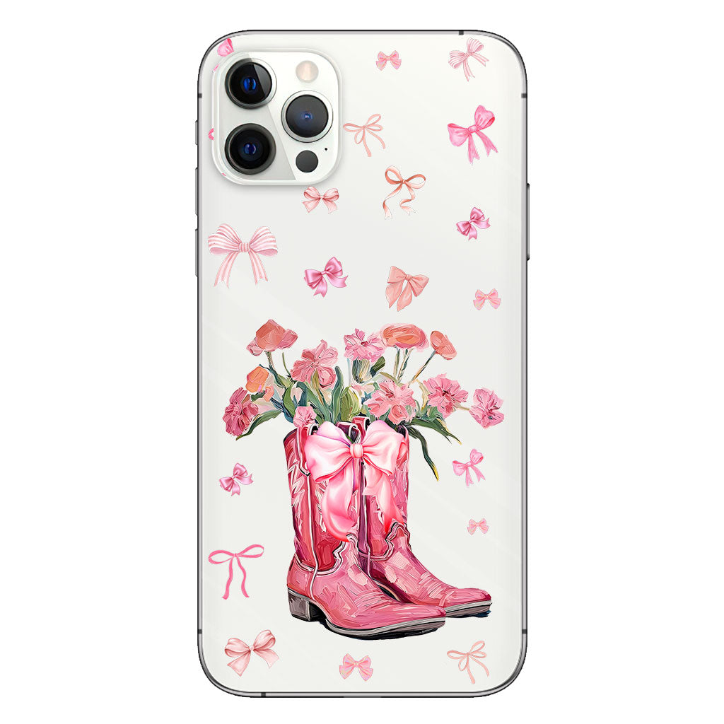 Cowgirl Boots Coquette - Personalized Horse Clear Phone Case