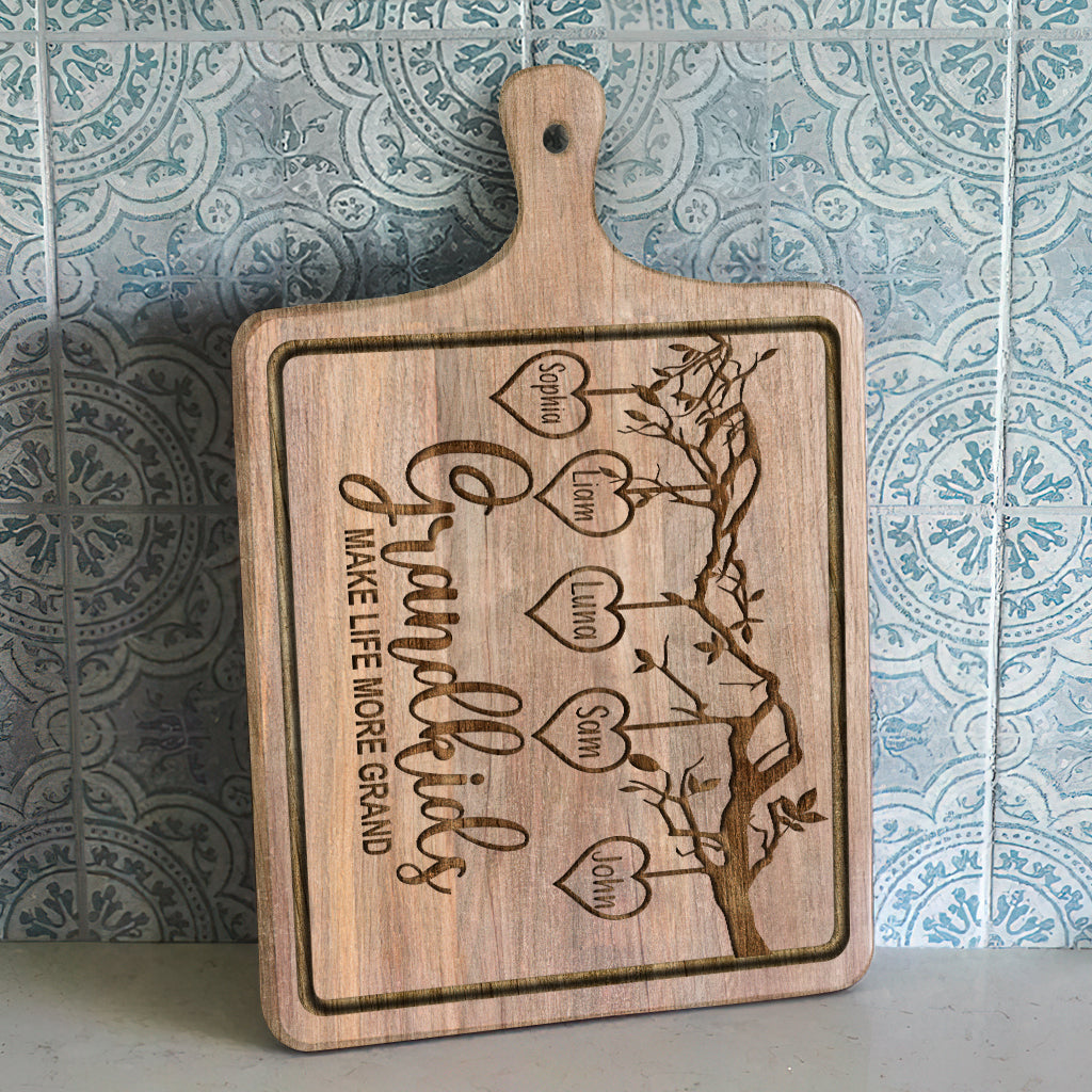Grandkids Make Life More Grand - Personalized Grandma Cutting Board