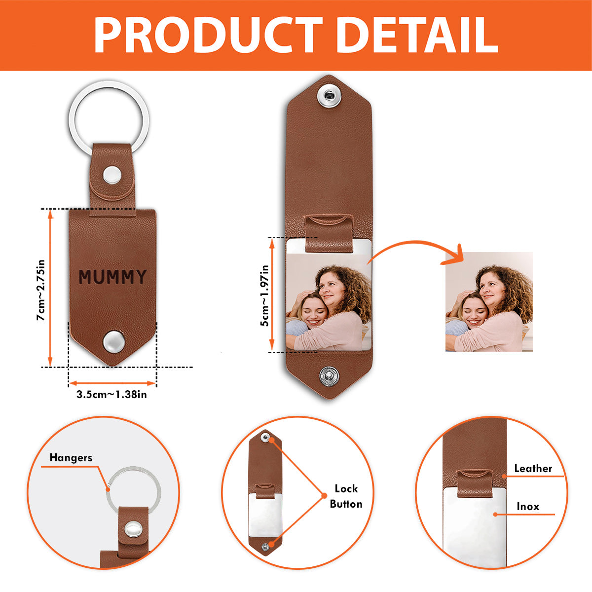 Custom Mother Photo - Personalized Mother Leather Photo Keychain